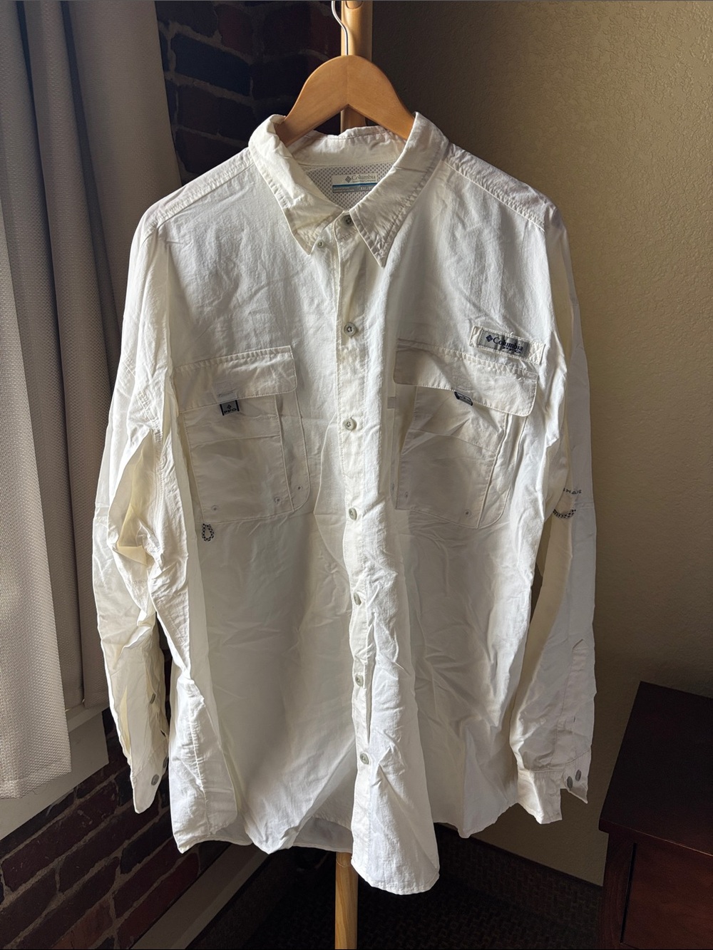 Columbia White Long Sleeve Casual Button-Down Shirt Size XXL